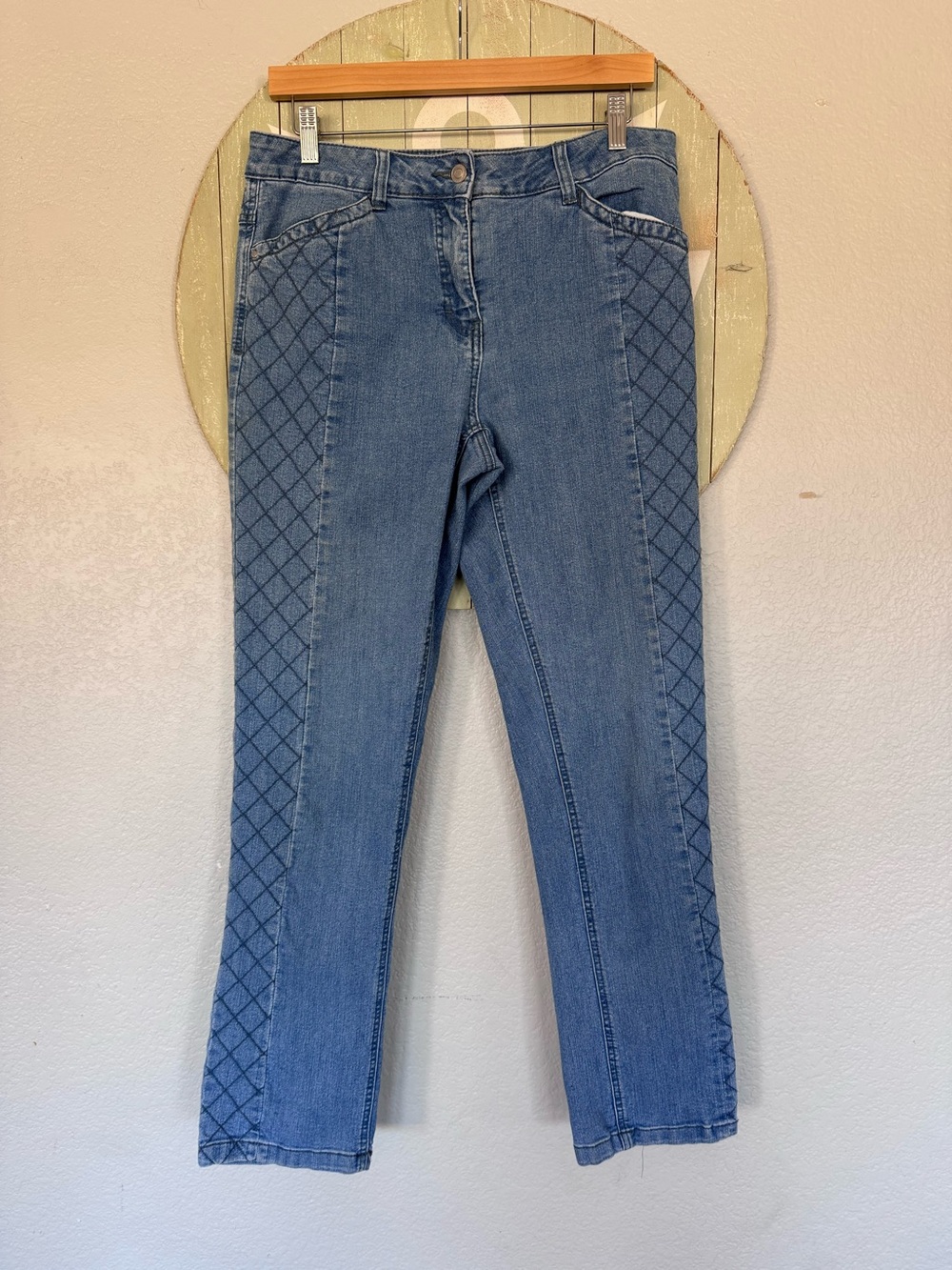 Collection patterned straight slim stretch denim jeans size 10